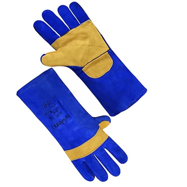 Рукавиця Крага на підкладці сині з жовтим надолонником довга KEVLAR 69677 р.12