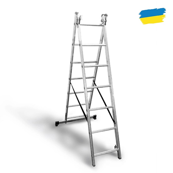 Драбина універсальна 3-секційна алюмінієва 3x8 сходинок "APRO"