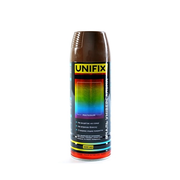 Емаль акрилова універсальна UNIFIX RAL 8011 коричневий горіховий глянцева 400 мл (аерозоль)