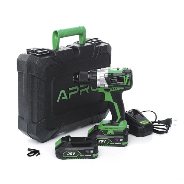 Дриль-шуруповерт безщіточний APRO 20В, 2А, 20DB, 2 АКБ, ЗУ, кейс