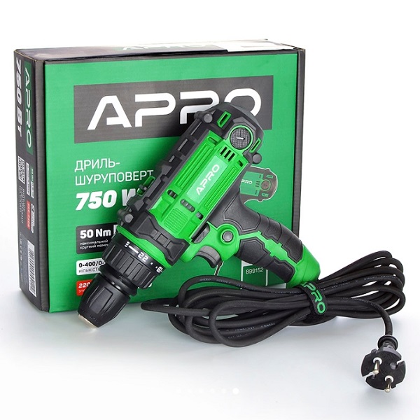 Дриль-шуруповерт мережевий APRO D750C