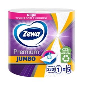 Паперові рушники Zewa Jumbo Premium 3 шари 1 рулон 230 відривів