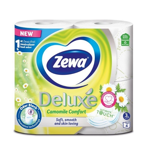 Туалетний папір Zewa Deluxe Ромашка 3 шари 4 рулони