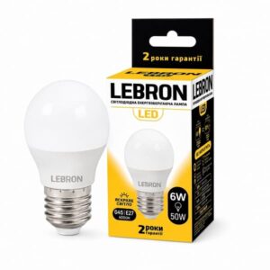 Світлодіодна лампа LEBRON L-G45, 6W, 220V E27, 4100K, 480Lm